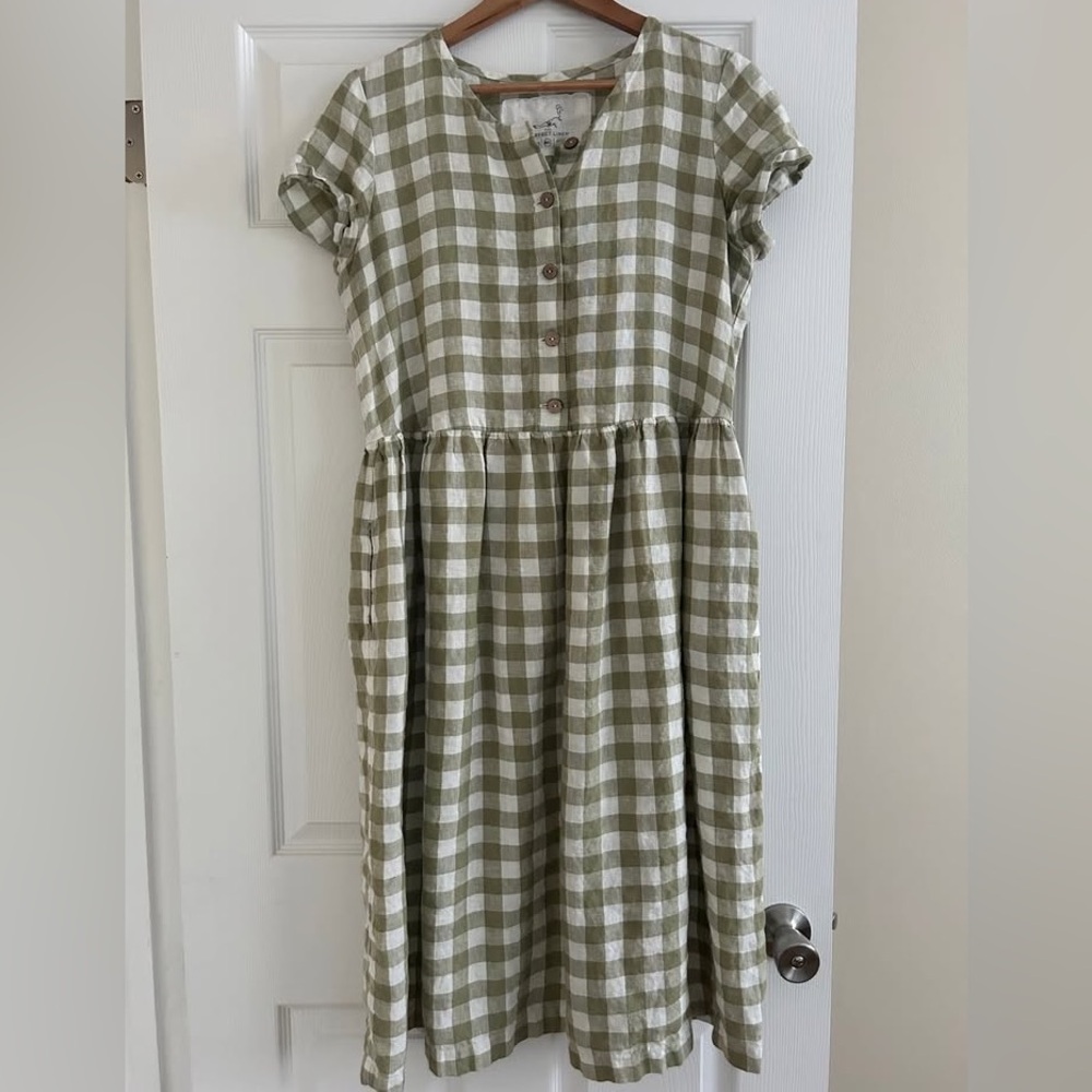 notPERFECTLINEN Midi Mama-2 Short Sleeve Linen Dress